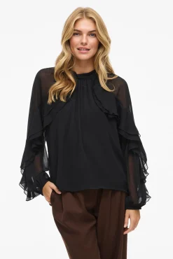 Blusa de chiffon com babados