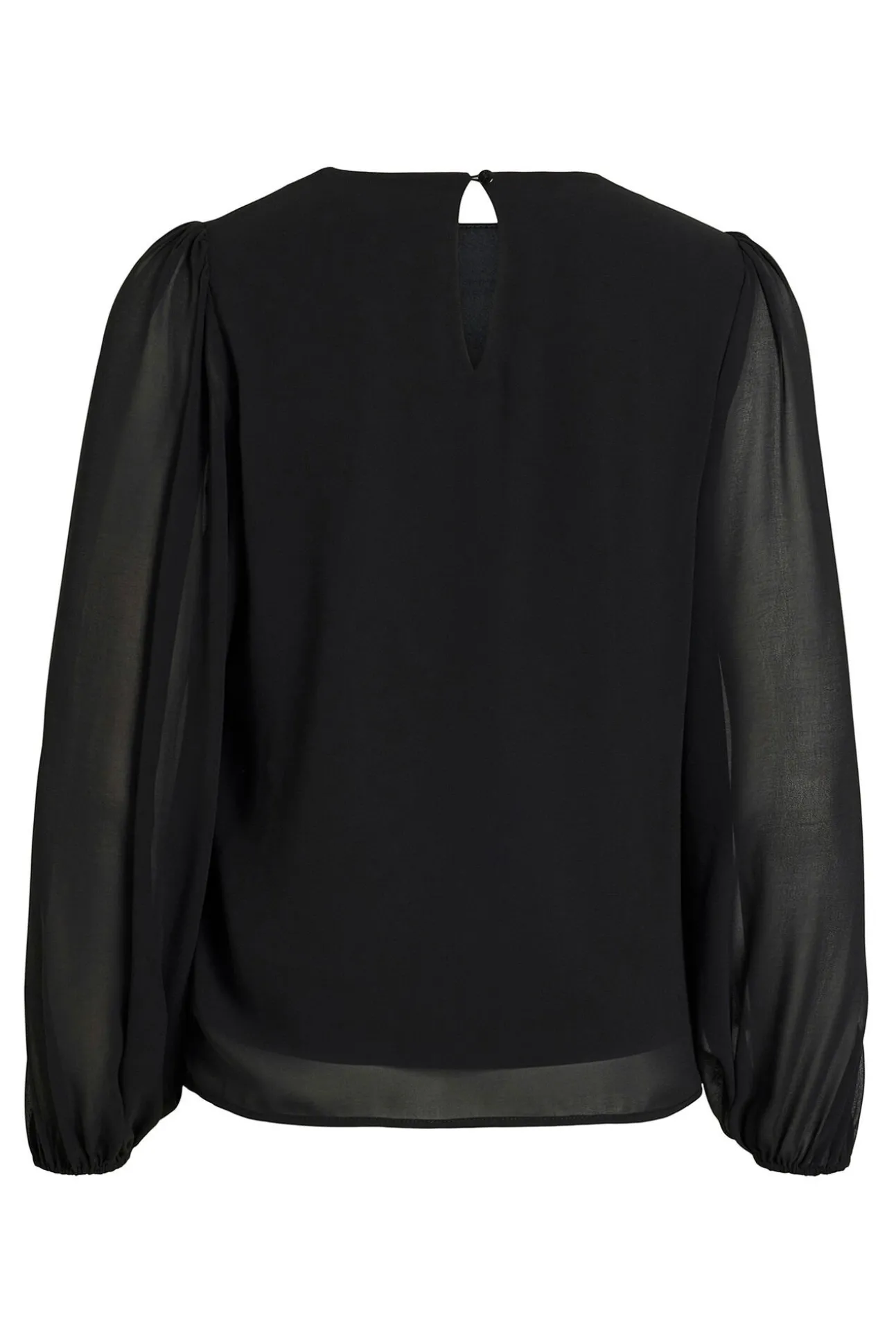 Blusa de chiffon com pedraria no gola