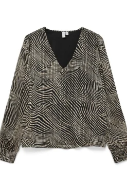 Blusa de gola comprida com decote em V
