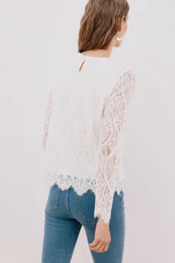 Blusa de guipura de manga comprida