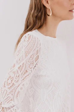 Blusa de guipura de manga comprida