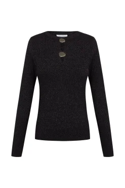 Blusa de malha brilhante com aberturas