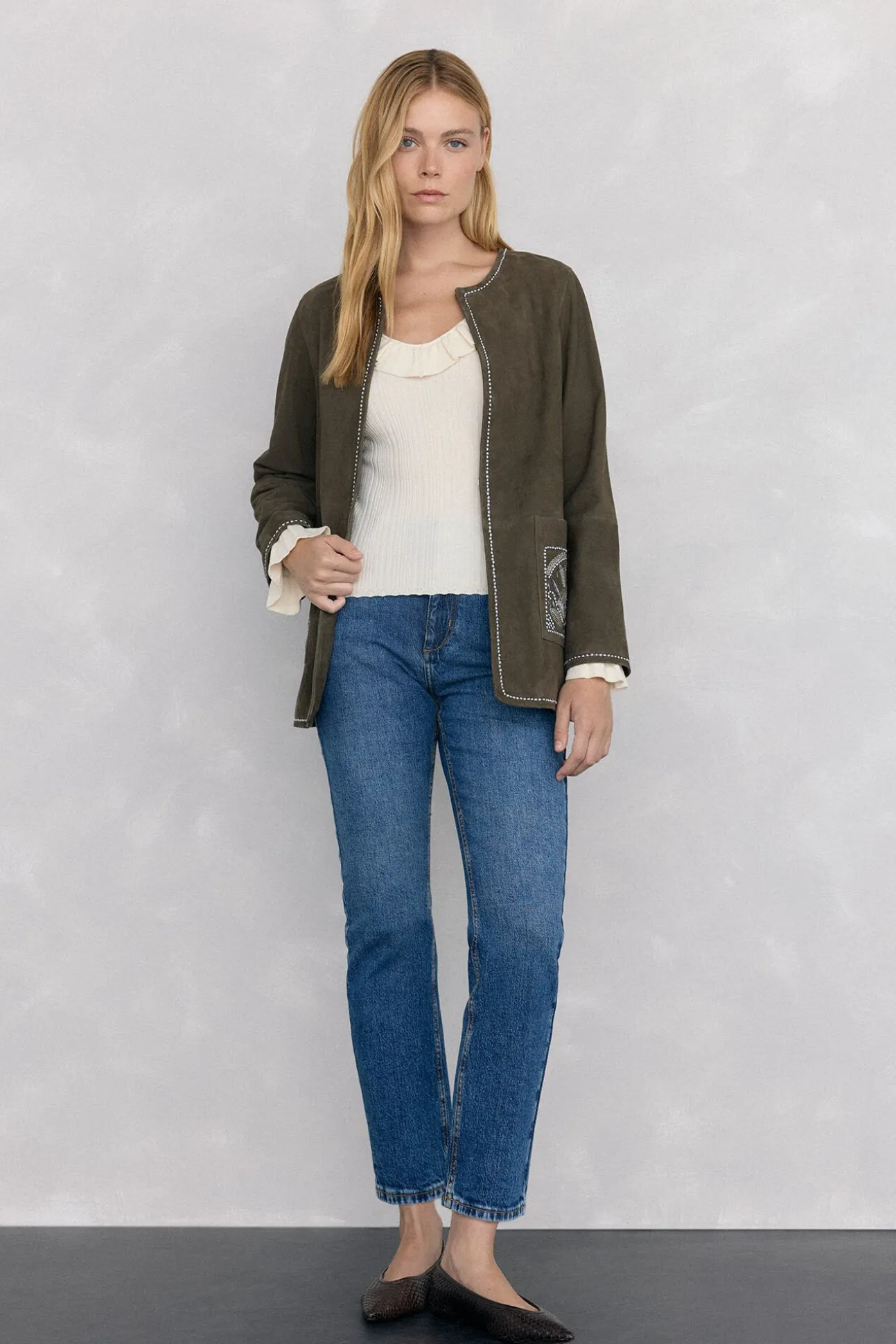 Blusa de malha com folho