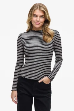 Blusa de manga comprida com vivo