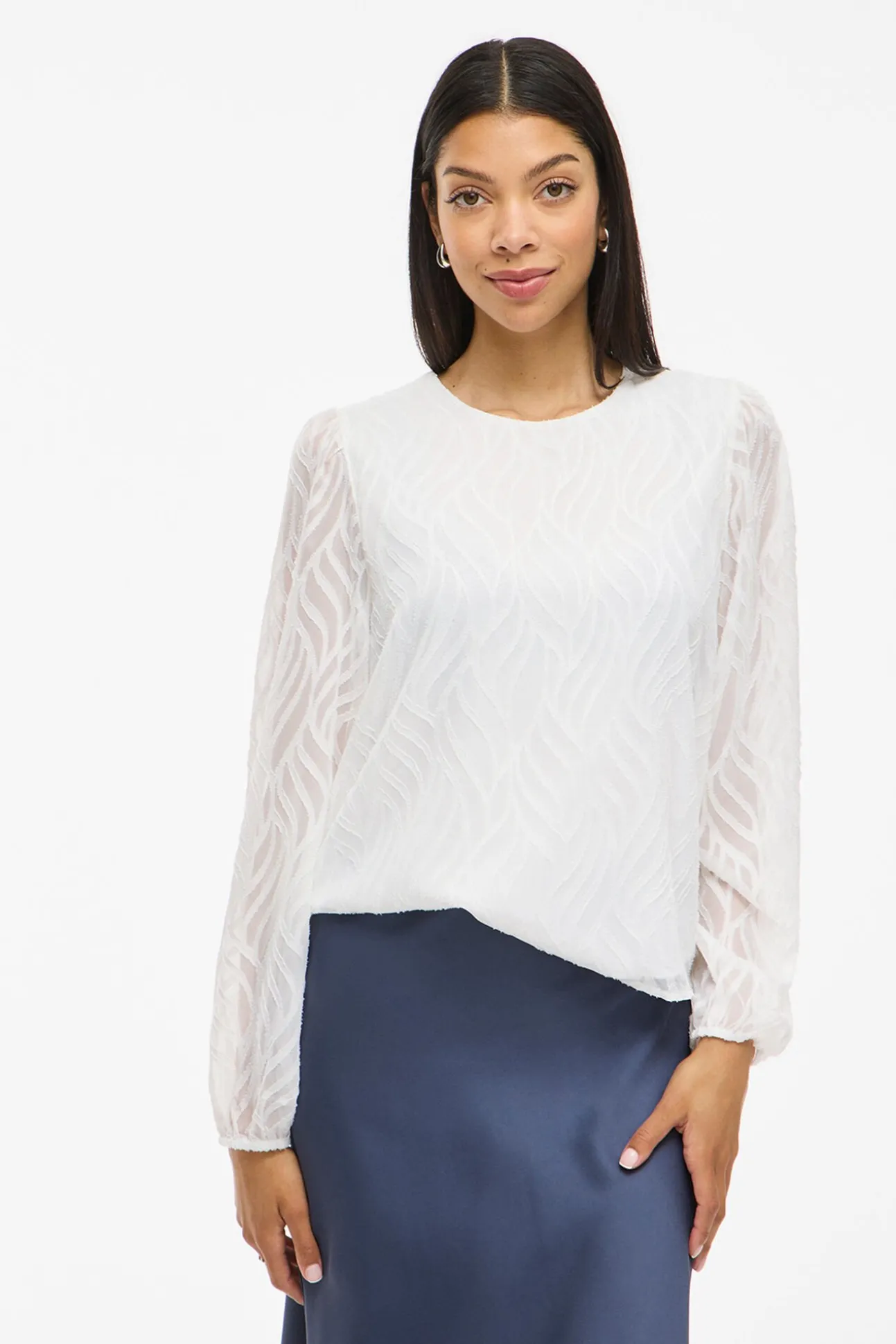 Blusa de manga comprida com gola redonda