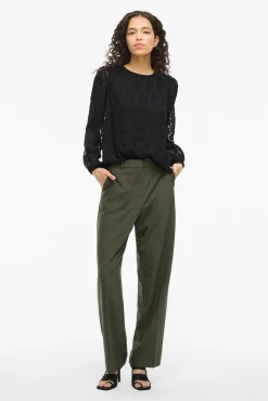 Blusa de manga comprida com gola redonda