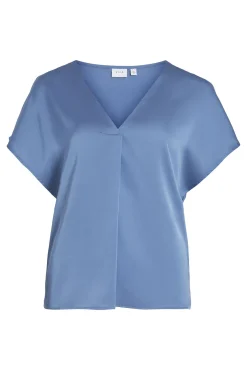 Blusa de manga curta acetinada