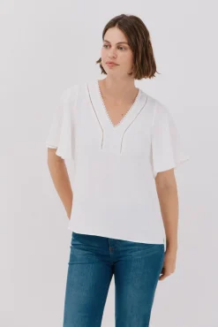 Blusa de renda com babados