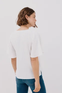 Blusa de renda com babados