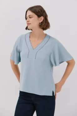 Blusa de renda com babados