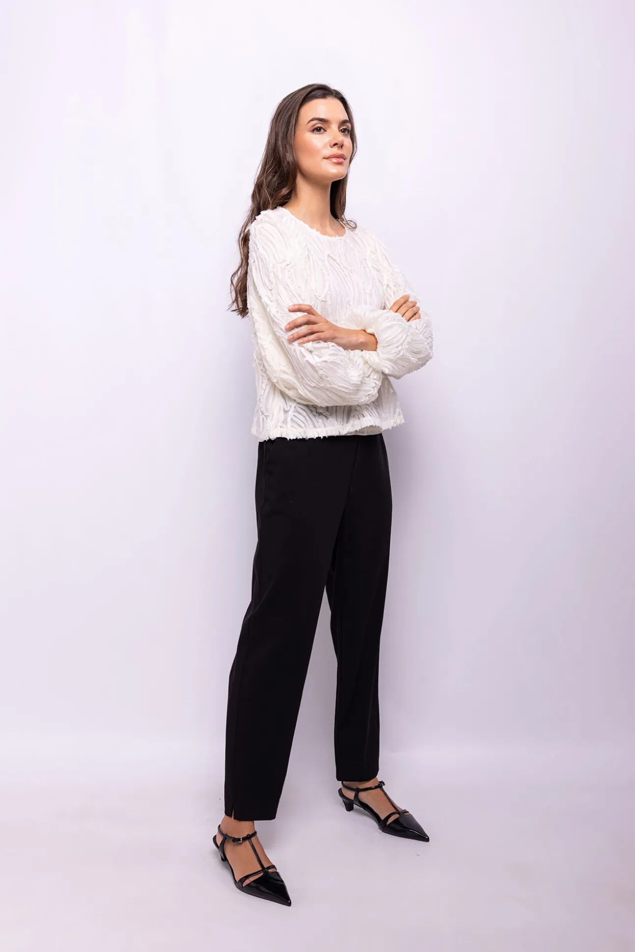 Blusa de tecido texturizado