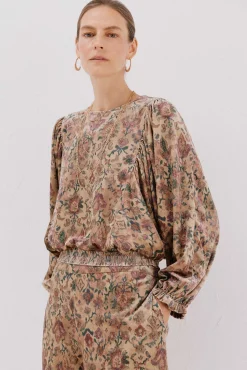 Blusa de veludo estampada