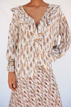 Blusa estampada com folhos