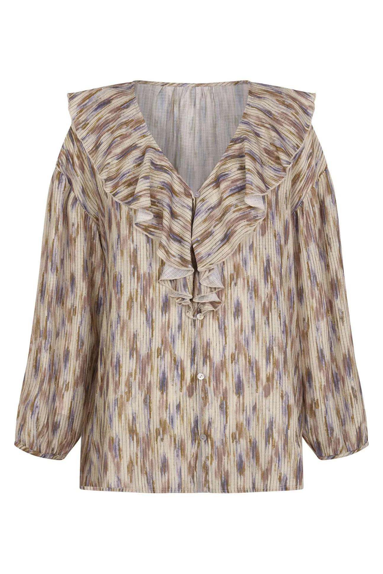 Blusa estampada com folhos