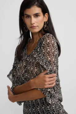 Blusa estampado com babados