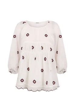 Blusa franzida bordada