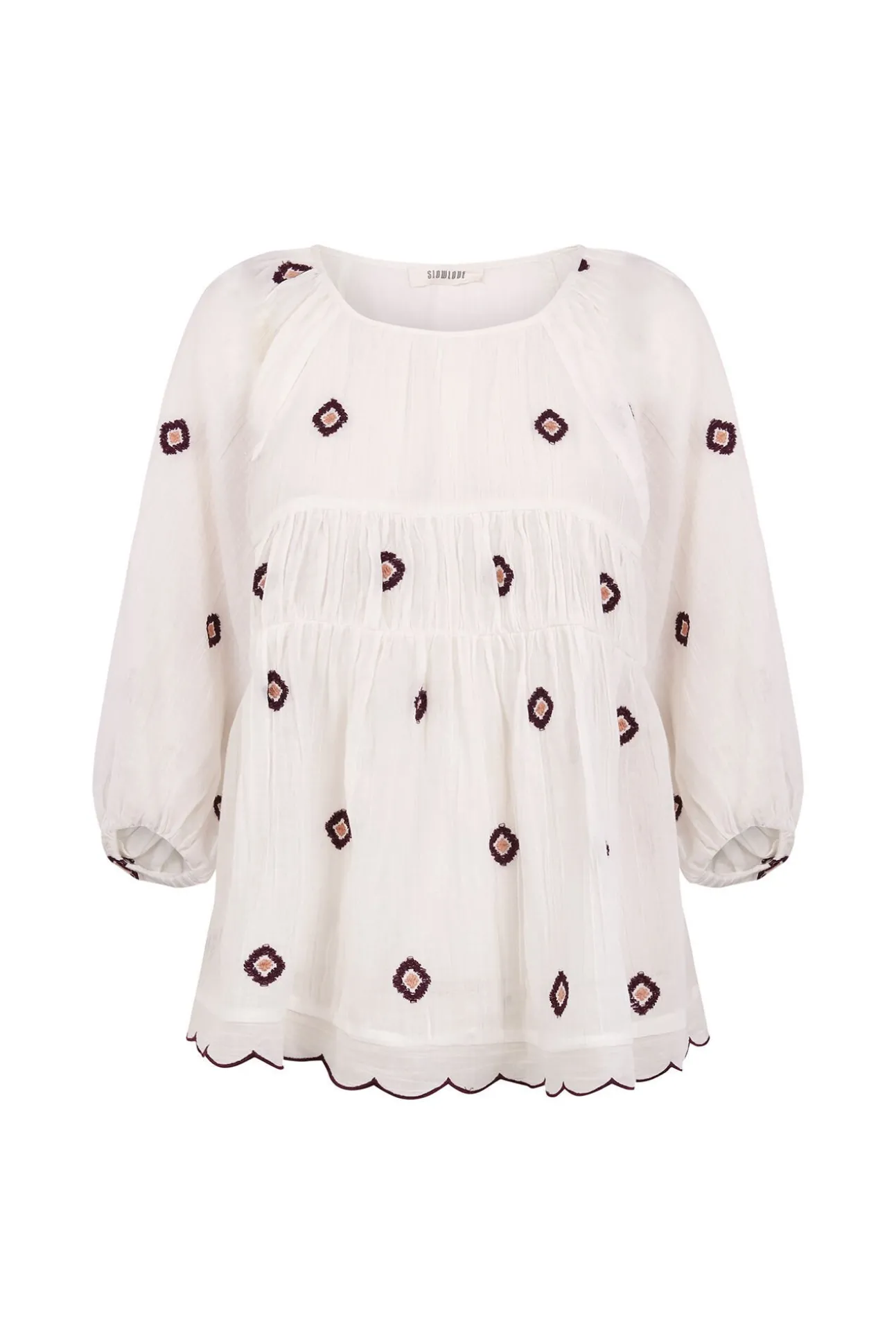 Blusa franzida bordada