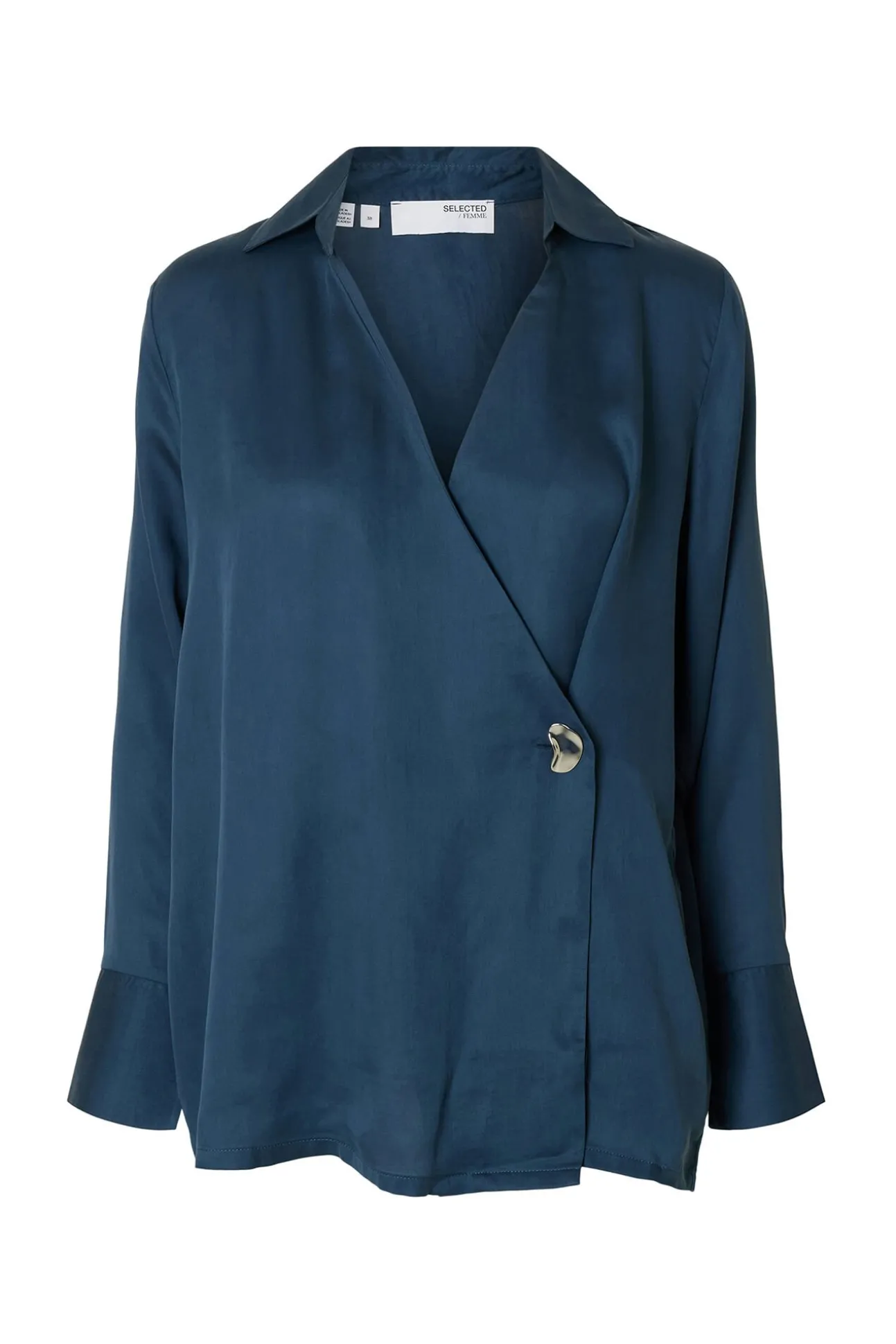 Blusa gola V com detalhe metálico
