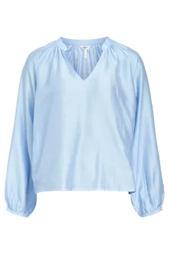 Blusa larga com gola em bico