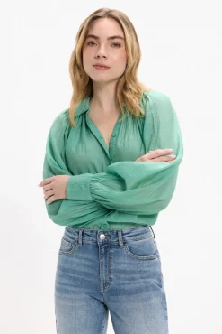 Blusa manga comprida abalonada