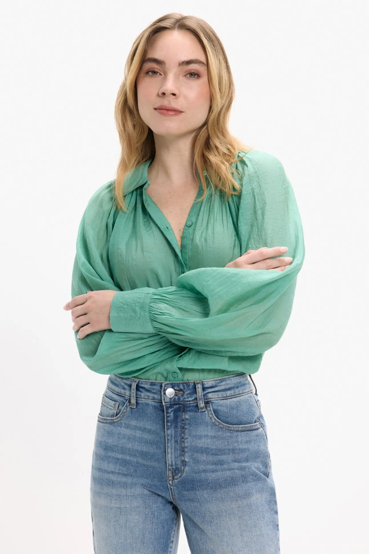 Blusa manga comprida abalonada