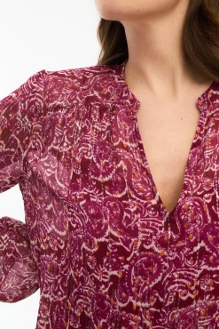Blusa manga longa com estampa de lurex