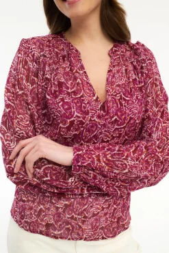 Blusa manga longa com estampa de lurex