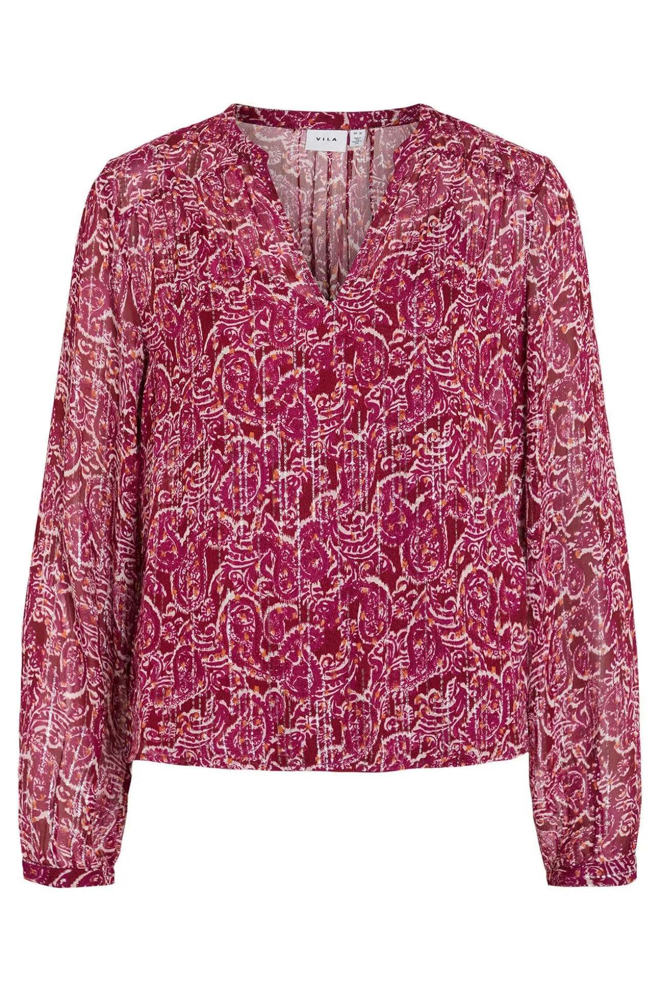 Blusa manga longa com estampa de lurex