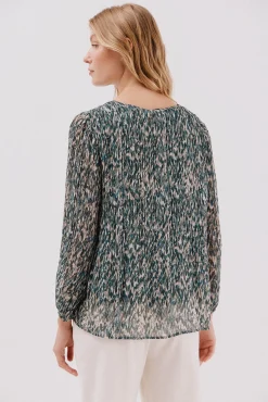 Blusa plissada contrastante