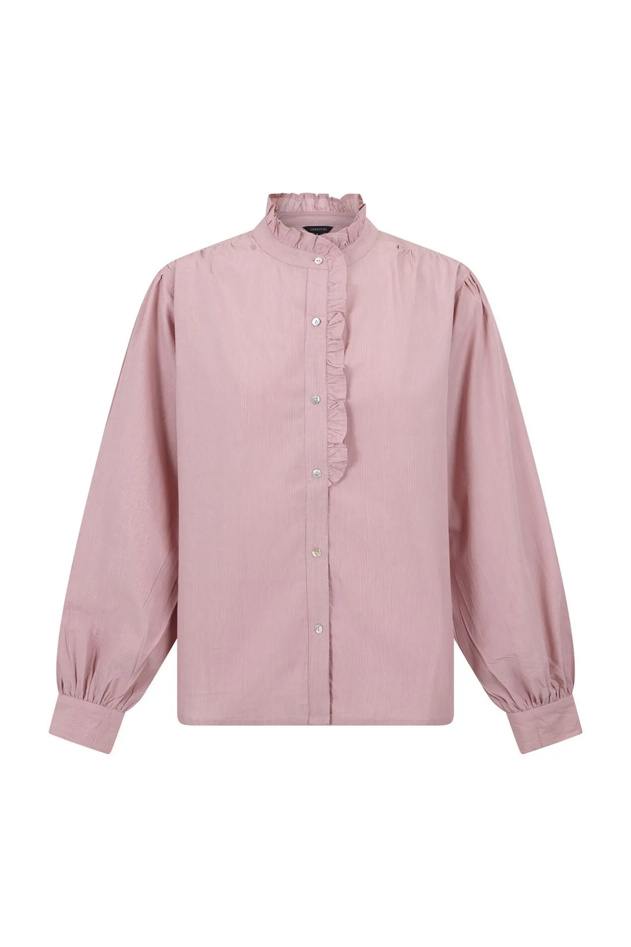 Blusa riscas com gola franzida