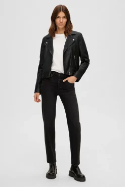 Blusão biker cropped 100% couro.
