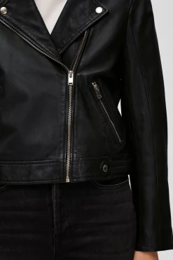 Blusão biker cropped 100% couro.