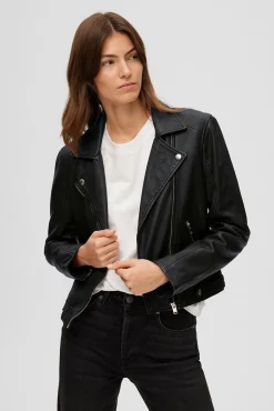 Blusão biker cropped 100% couro.