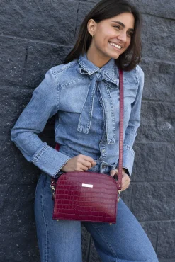Bolsa Cassandra em pele framboesa