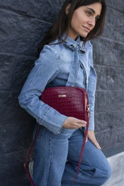 Bolsa Cassandra em pele framboesa