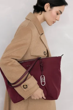 Bolsa de compras de nylon com fecho-éclair