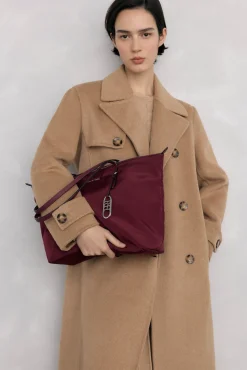 Bolsa de compras de nylon com fecho-éclair