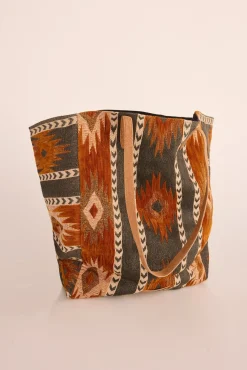 Bolsa de compras jacquard marrom