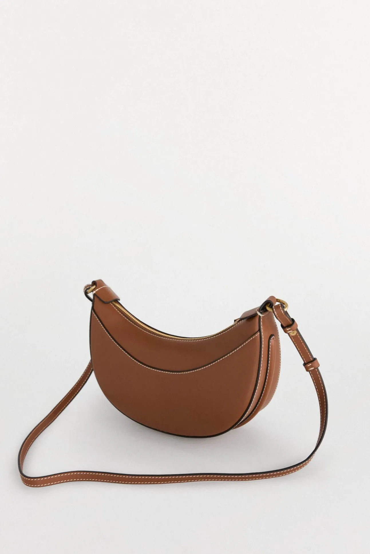Bolsa de mala de tiracolo oval de pele
