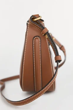Bolsa de mala de tiracolo oval de pele