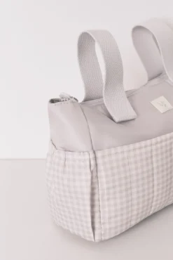 Bolsa de nécessaire "maternity" média em xadrez cinza