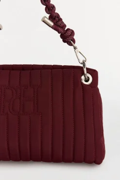 Bolsa de ombro de nylon com fecho-éclair e alça de cordão
