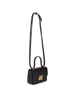 Bolsa de ombro em pele com fecho em metal
