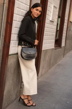 Bolsa tiracolo Otilia coco preta