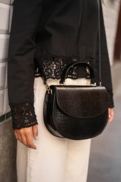 Bolsa tiracolo Otilia coco preta