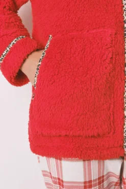 Borrego robe de pele de carneiro vermelha com bordado do Snoopy