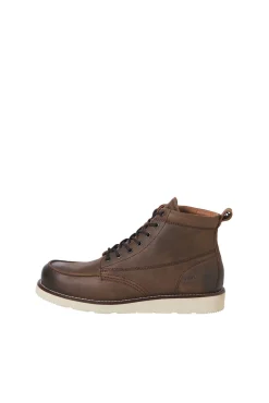 Botins de couro com sola de borracha