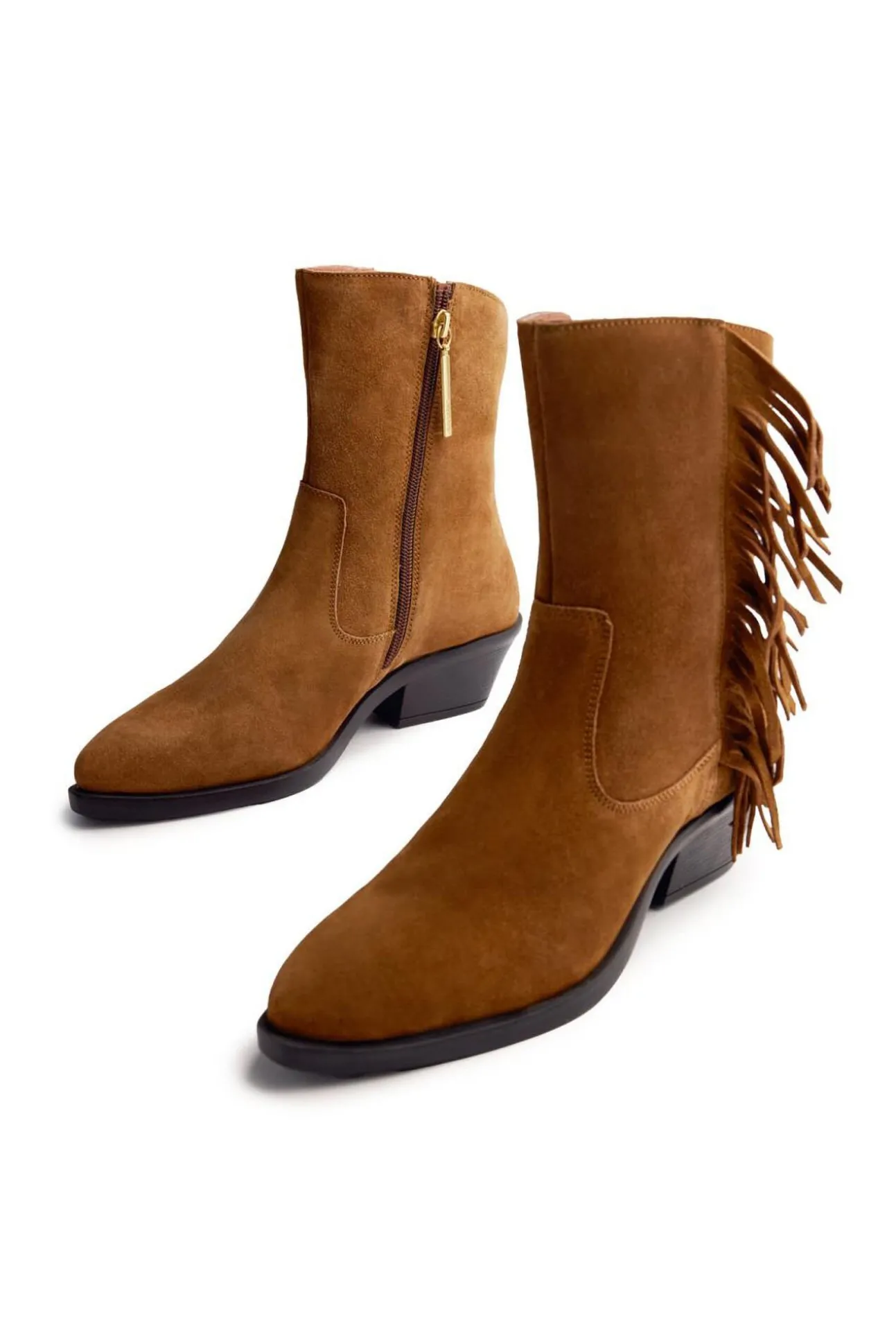 Botins de cowboy de pele com franjas Kasson