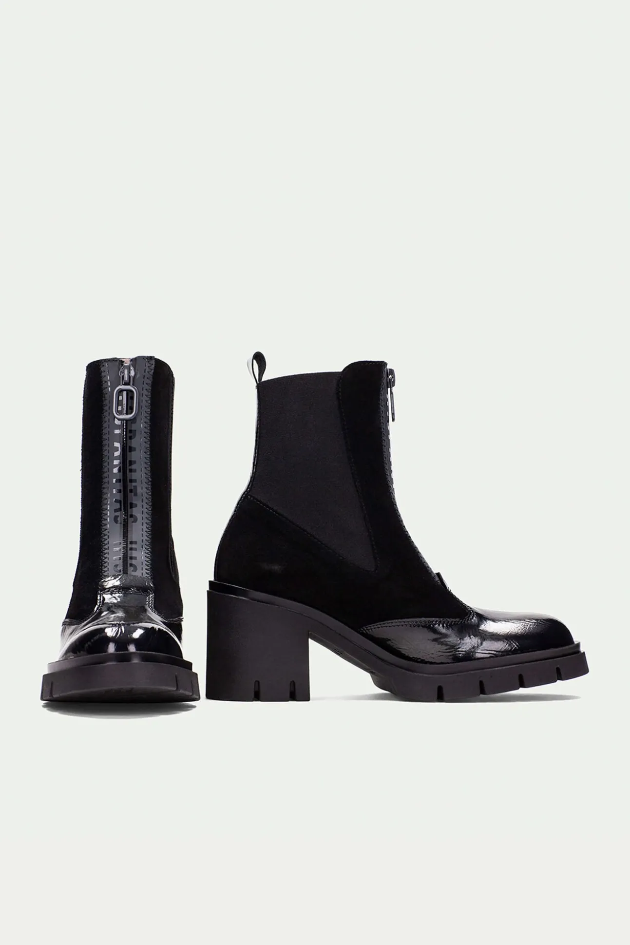 Botins de fecho-éclair curto com zíper central e sola de corrida em Zurique