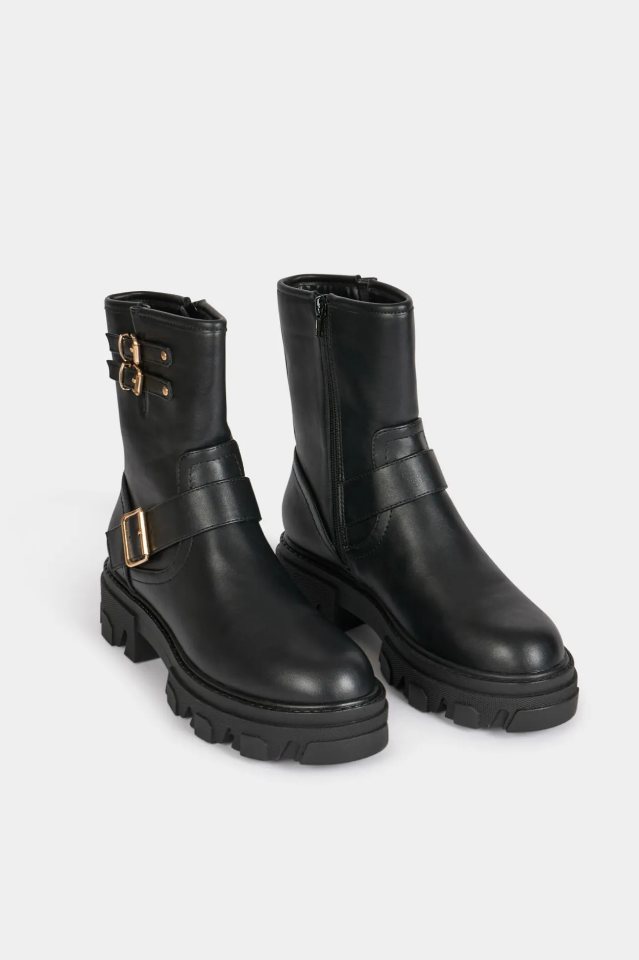 Botins de motociclista com fivelas